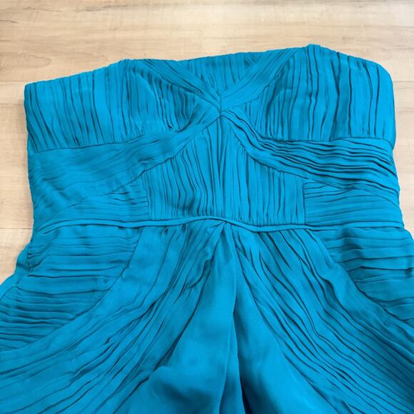 Shoshanna‎ Women's Nahla Dress Size 0 Turquoise Blue Silk Strapless Cocktail NEW - Picture 2 of 10